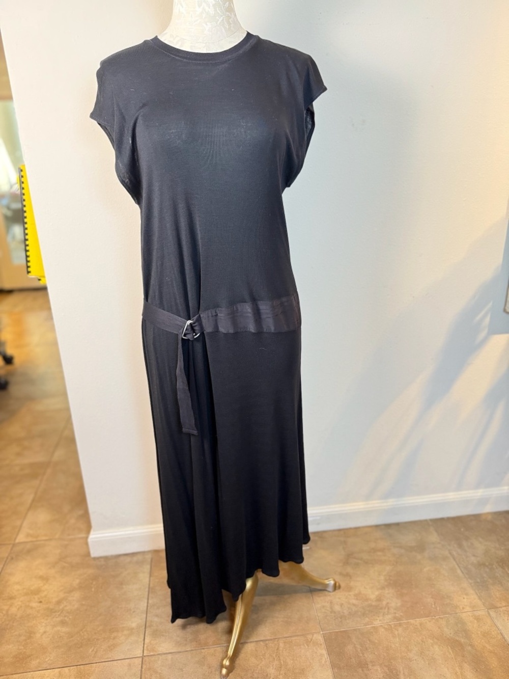 Rag & Bone Ophelia Black Asymmetrical Hem Midi Dress S/P